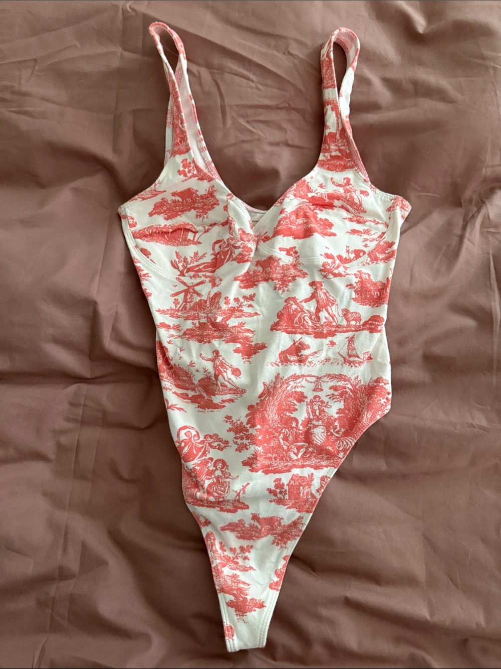 Coral Toile One-Piece Womens’ Bodysuit